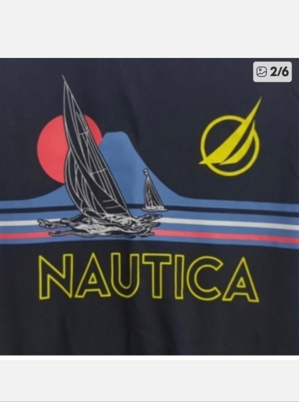 Nautica short sleeve Navy Blue tee with sailboat graphic bold logo Medium - Picture 2 of 7